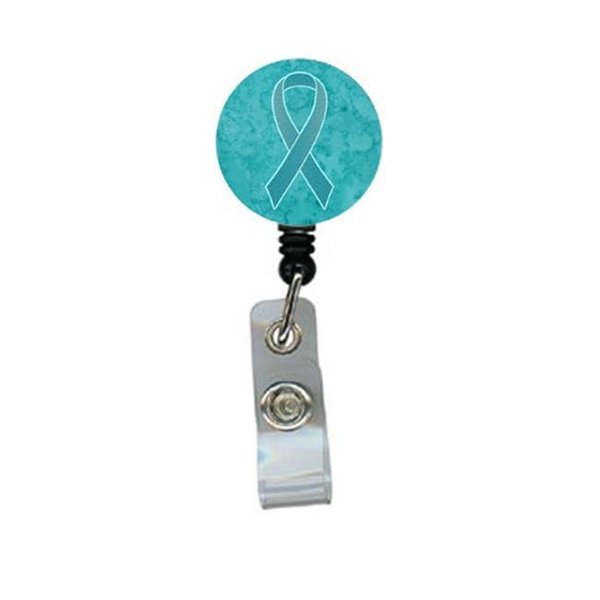 Teacher'S Aid Teal Ribbon for Ovarian Cancer Awareness Retractable Badge Reel TE55428